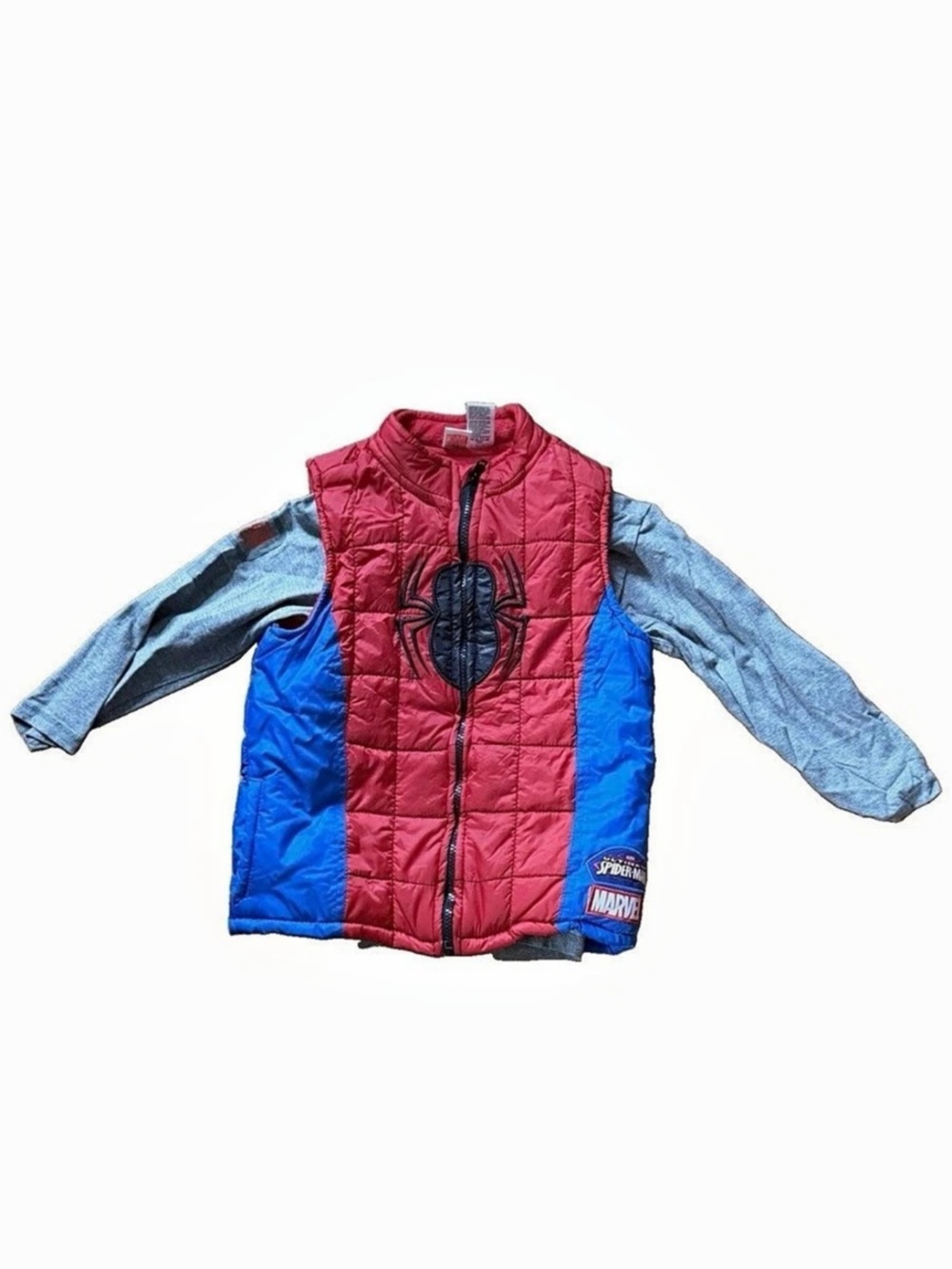 Marvel Ultimate Spider-Man Puffer Zip up Vest w Long Sleeve Shirt Boys Size 6